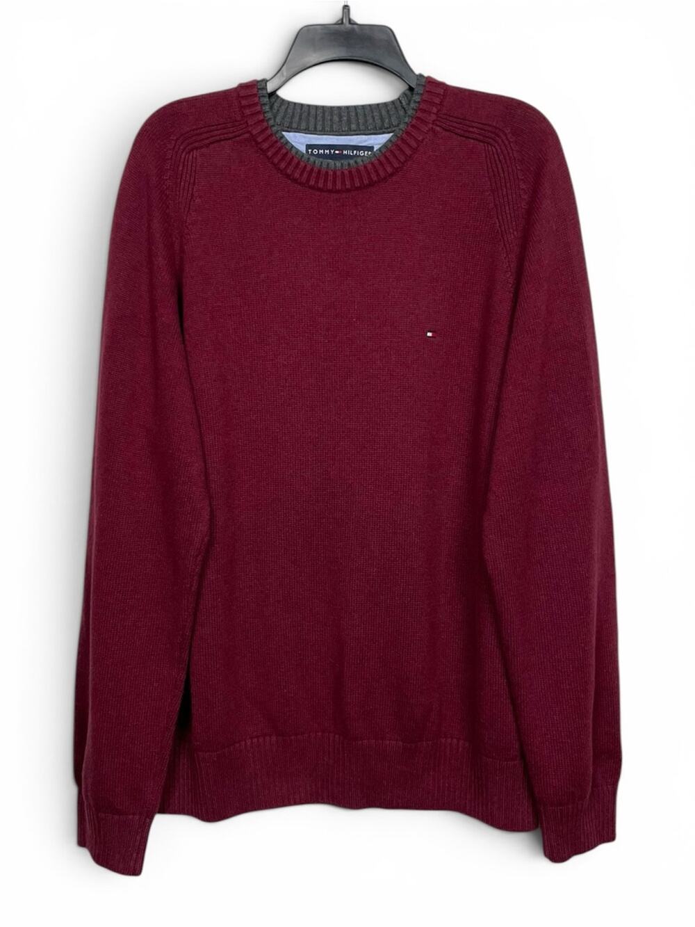 Vintage Tommy Hilfiger Men's Maroon Crewneck Sweater XL